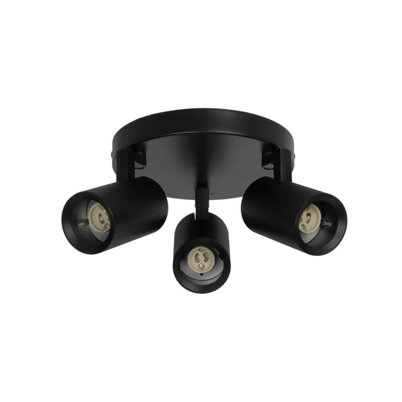 kelvo® SPOTA KLV-101-0144 Κινούμενο Φωτιστικό Σποτ Οροφής για 3 Λάμπες MR16 με Ντουί GU10 AC 220-240V IP20 – Μαύρο Ματ – Μ19 x Π19 x Υ14cm