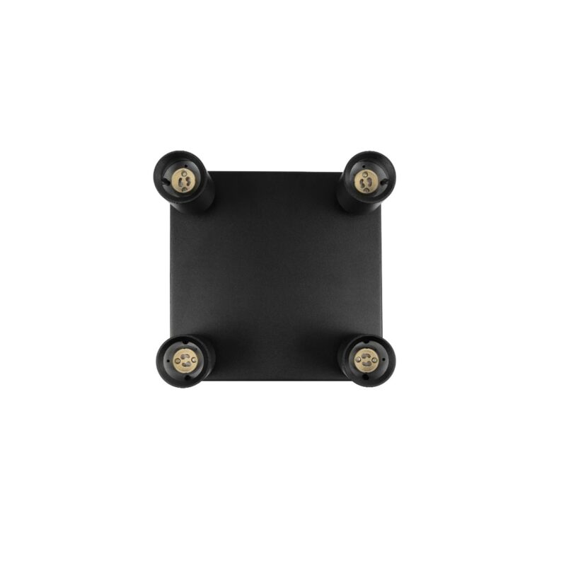 kelvo® SPOTA KLV-101-0146 Κινούμενο Φωτιστικό Σποτ Οροφής για 4 Λάμπες MR16 με Ντουί GU10 AC 220-240V IP20 – Μαύρο Ματ – Μ26 x Π26 x Υ14cm