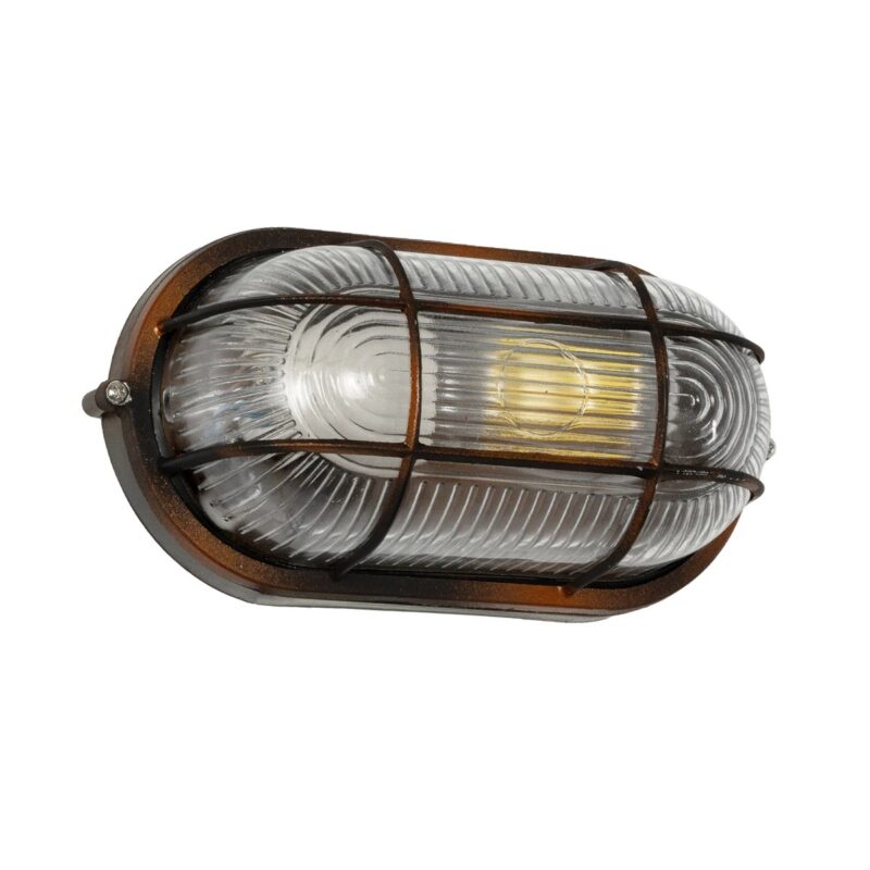 GLOBOSTAR® BOATLIGHT 61622 Vintage Φωτιστικό Καραβοχελώνα Τοίχου & Οροφής με Ντουί 1 x E27 AC 220-240V Αδιάβροχο IP65 – Χάλκινο Παλαιωμένο Εφέ Σκουριάς Ματ – Μ21 x Π10.4 x Υ9cm