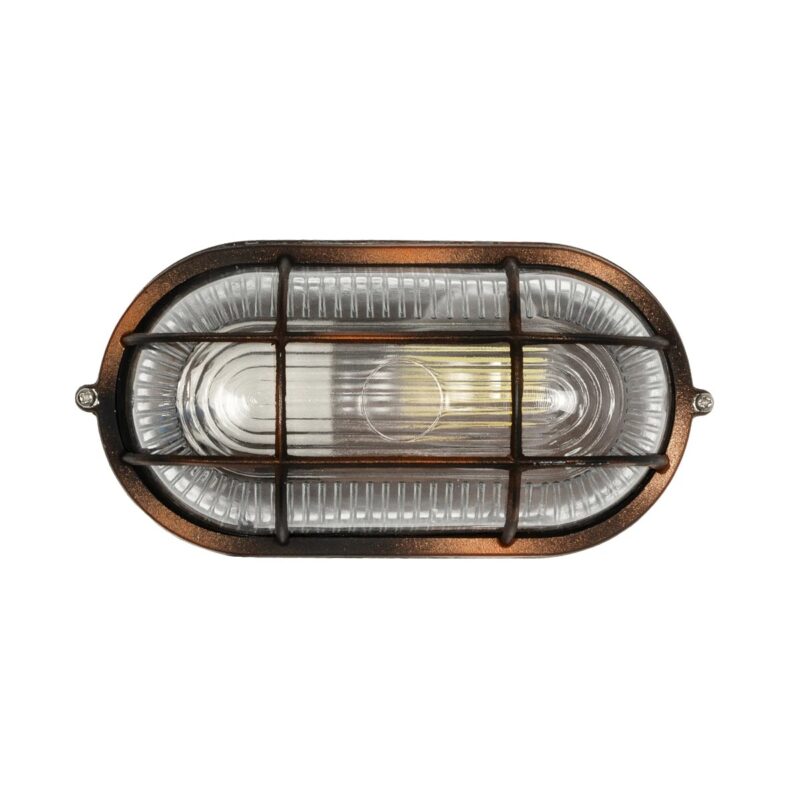 GLOBOSTAR® BOATLIGHT 61622 Vintage Φωτιστικό Καραβοχελώνα Τοίχου & Οροφής με Ντουί 1 x E27 AC 220-240V Αδιάβροχο IP65 – Χάλκινο Παλαιωμένο Εφέ Σκουριάς Ματ – Μ21 x Π10.4 x Υ9cm