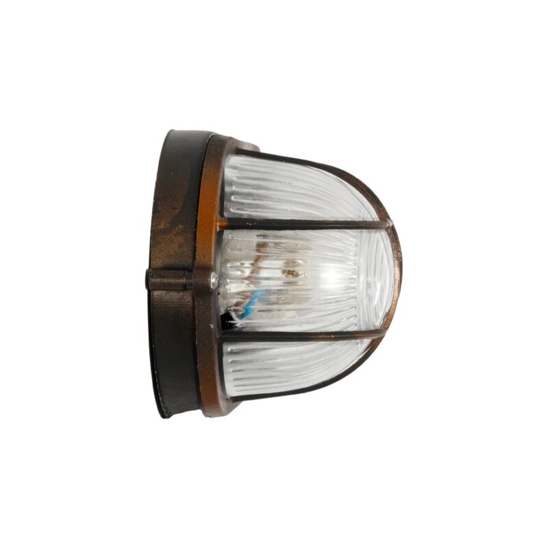 GLOBOSTAR® BOATLIGHT 61622 Vintage Φωτιστικό Καραβοχελώνα Τοίχου & Οροφής με Ντουί 1 x E27 AC 220-240V Αδιάβροχο IP65 – Χάλκινο Παλαιωμένο Εφέ Σκουριάς Ματ – Μ21 x Π10.4 x Υ9cm