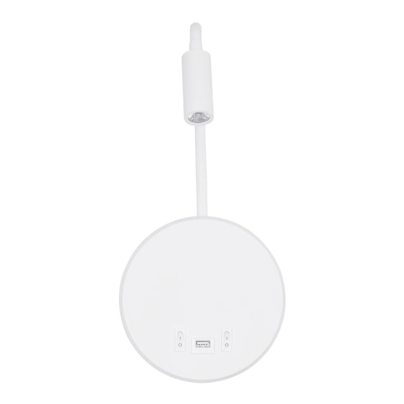 GLOBOSTAR® GOOSE 61693 Μοντέρνο Φωτιστικό Τοίχου – Απλίκα Ξενοδοχείου Reading Light με Φορτιστή USB 3A LED 6W 600lm 36° & 360° AC 220-240V IP20 Θερμό Λευκό 2700K – CREE XPE & Lumileds SMD Chip – Λευκό Ματ – Μ15.5 x Π15 x Υ30.5cm – 3 Χρόνια Εγγύηση