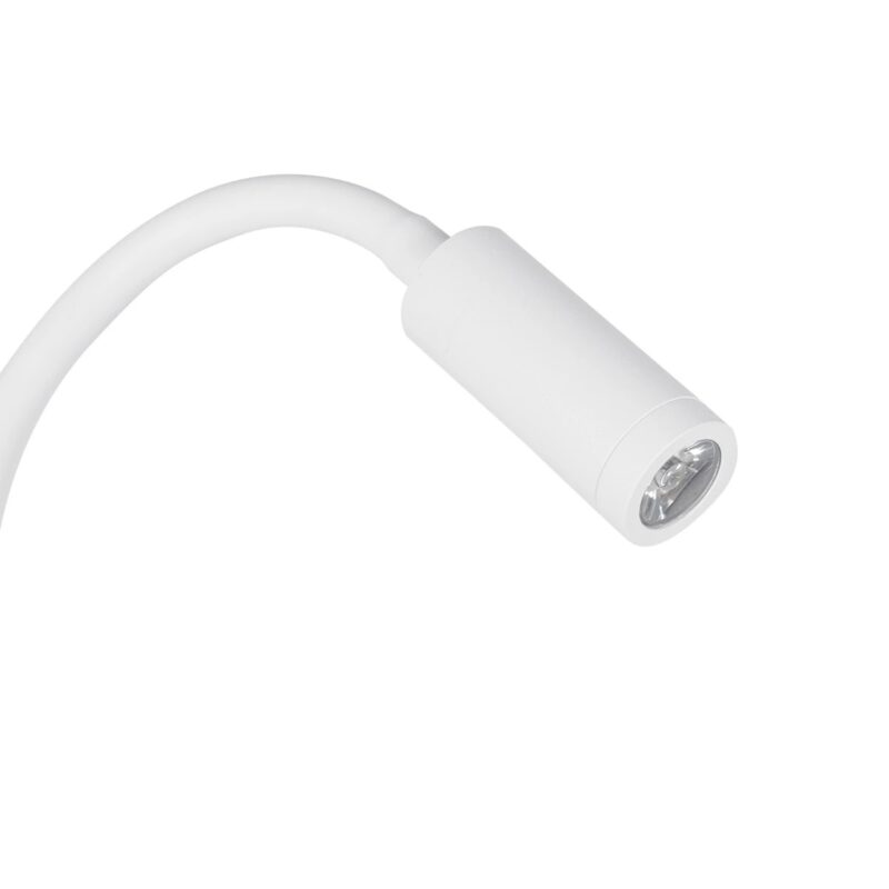 GLOBOSTAR® GOOSE 61693 Μοντέρνο Φωτιστικό Τοίχου – Απλίκα Ξενοδοχείου Reading Light με Φορτιστή USB 3A LED 6W 600lm 36° & 360° AC 220-240V IP20 Θερμό Λευκό 2700K – CREE XPE & Lumileds SMD Chip – Λευκό Ματ – Μ15.5 x Π15 x Υ30.5cm – 3 Χρόνια Εγγύηση