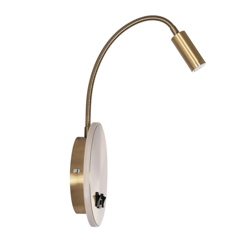 GLOBOSTAR® GOOSE 61697 Μοντέρνο Φωτιστικό Τοίχου – Απλίκα Ξενοδοχείου Reading Light με Φορτιστή USB 3A LED 6W 600lm 36° & 360° AC 220-240V IP20 Θερμό Λευκό 2700K – CREE XPE & Lumileds SMD Chip – Χρυσό Βούρτσας – Μ15.5 x Π15 x Υ30.5cm – 3 Χρόνια Εγγύηση