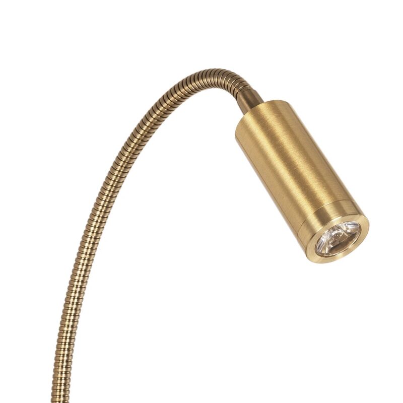 GLOBOSTAR® GOOSE 61697 Μοντέρνο Φωτιστικό Τοίχου – Απλίκα Ξενοδοχείου Reading Light με Φορτιστή USB 3A LED 6W 600lm 36° & 360° AC 220-240V IP20 Θερμό Λευκό 2700K – CREE XPE & Lumileds SMD Chip – Χρυσό Βούρτσας – Μ15.5 x Π15 x Υ30.5cm – 3 Χρόνια Εγγύηση