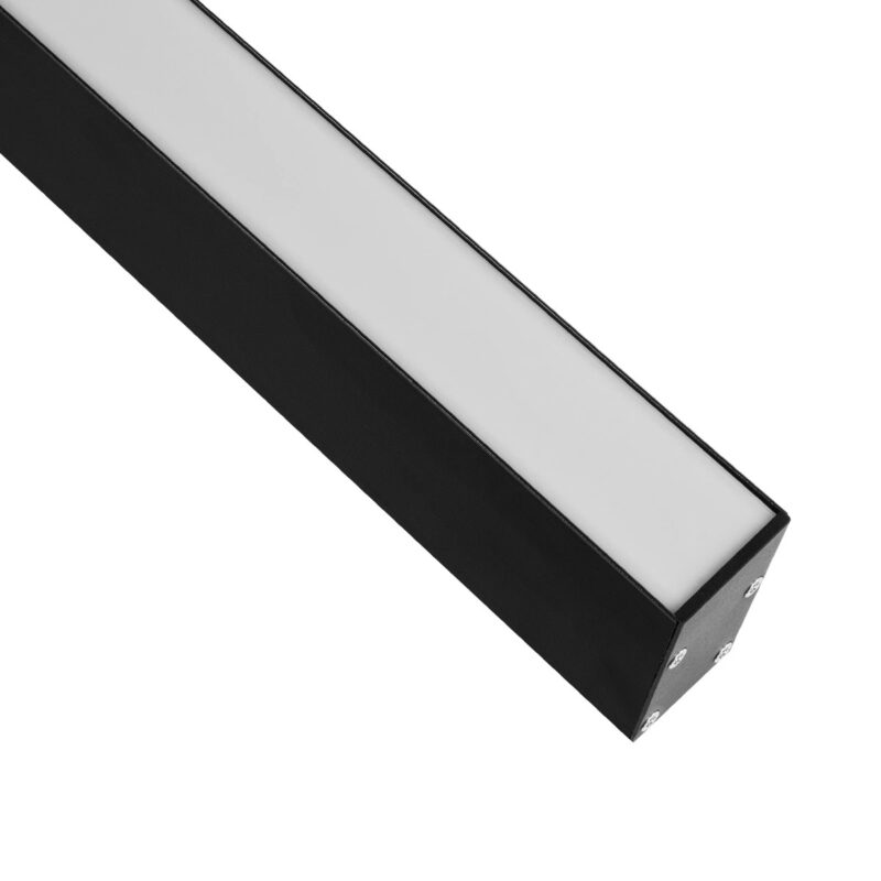 GLOBOSTAR® ALP-LINEAR LUMILINE 61764-3M Επιφανειακό / Κρεμαστό / Επιτοίχιο Προφίλ Αλουμινίου με Λευκό Γαλακτερό Πατητό Κάλυμμα για Ταινίες LED IP20 – Μαύρο Ματ – Μ300 x Π3.5 x Υ7cm