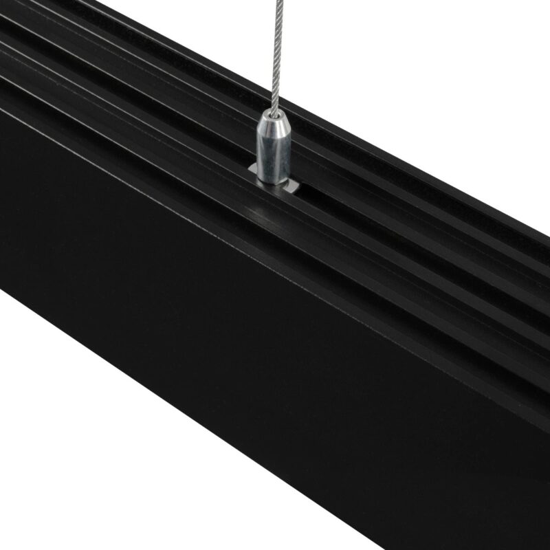 GLOBOSTAR® ALP-LINEAR BRIGHTRAIL 61775-3M Επιφανειακό / Κρεμαστό / Επιτοίχιο Προφίλ Αλουμινίου με Λευκό Γαλακτερό Πατητό Κάλυμμα για Ταινίες LED IP20 – Μαύρο Ματ – Μ300 x Π5 x Υ7.5cm