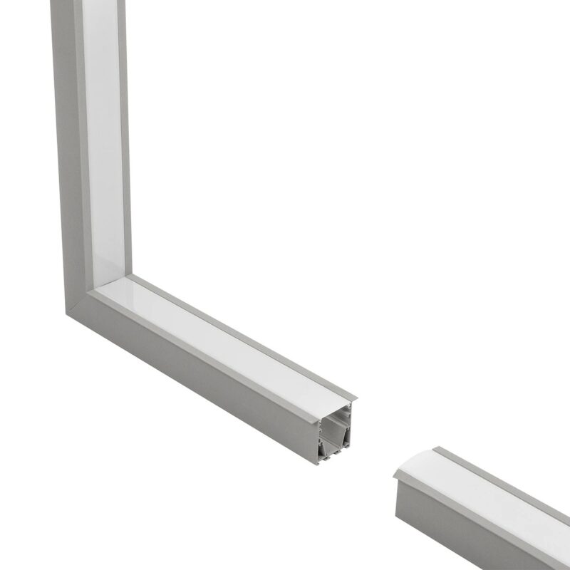 GLOBOSTAR® ALP-CORNER-IN90 RECESSA 61793 Χωνευτό Προφίλ Αλουμινίου Γωνία με Λευκό Γαλακτερό Πατητό Κάλυμμα για Ταινίες LED IP20 – Γκρι Ανθρακί Ματ – Μ30 x Π3.5 x Υ4cm