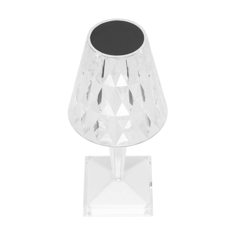 GLOBOSTAR® CRYSTAL 62042 Μοντέρνο Επιτραπέζιο Φωτιστικό Πορτατίφ LED 1W 100lm 360° DC 5V USB-C με Επαναφορτιζόμενη Μπαταρία Li-ion 3.7V 1600mAh IP44 Πολύχρωμο RGBW με Χειριστήριο Dimmable – Sanan SMD Chip – Διάφανο – Μ11.5 x Π11.5 x Υ25.5cm – 3 Χρόνια Εγγύηση