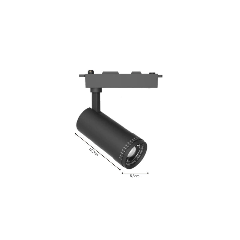 InLight Σποτ μονοφασικής ράγας LED 20W 3CCT με επιλογή εναλλαγής μοιρών σε μαύρη απόχρωση D:5.8cmX15,2cm (Τ1-06300-Black)