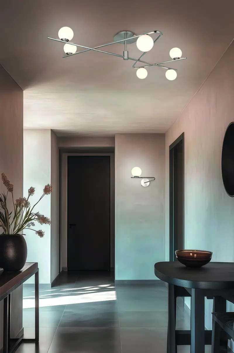 Trio Lighting Πολύφωτο Οροφής Νίκελ Ματ με 6xG9 Οπάλ Γυάλινες Μπάλες – 668900607