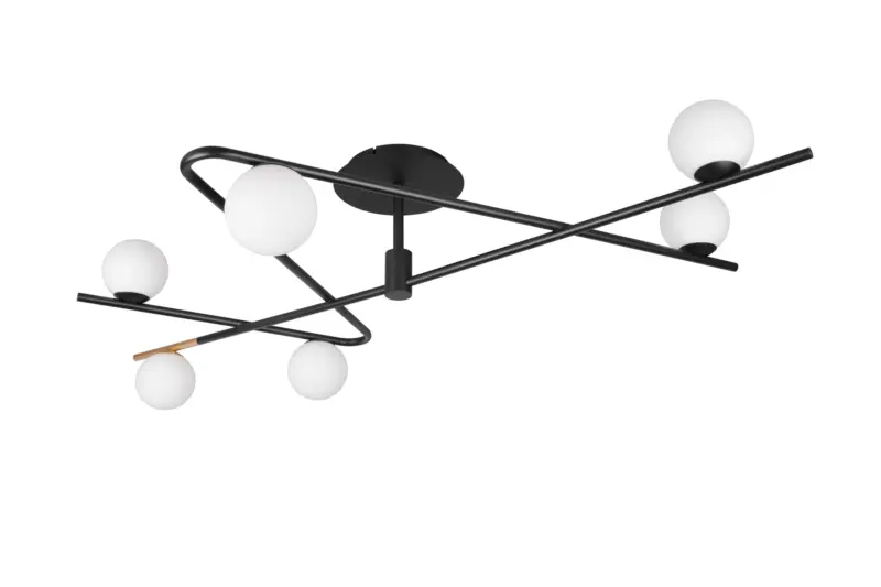 Trio Lighting Πολύφωτο Οροφής Μαύρο με 6xG9 Οπάλ Γυάλινες Μπάλες – 668900680