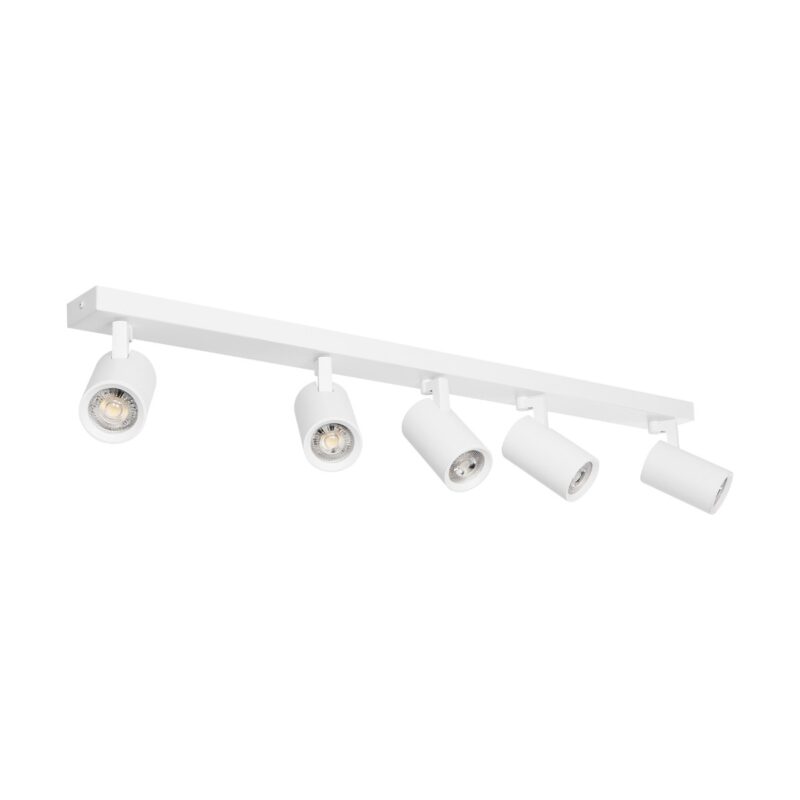 kelvo® SPOTA KLV-101-0143 Κινούμενο Φωτιστικό Σποτ Οροφής για 5 Λάμπες MR16 με Ντουί GU10 AC 220-240V IP20 – Λευκό Ματ – Μ79.5 x Π6.3 x Υ14cm
