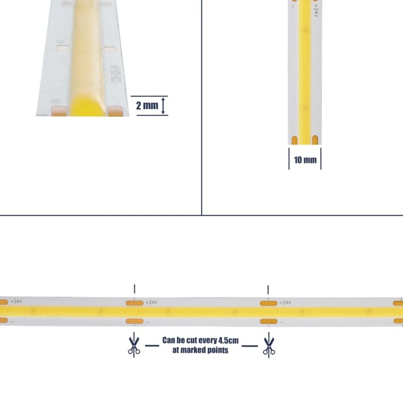 GLOBOSTAR® BEE 70350 Ταινία LED 10W/m 1100lm/m 120° DC 24V IP20 528 x COB Chip/m Ψυχρό Λευκό 6000K Dimmable – Sanan COB Chip – Μ500 x Π1 x Υ0.2cm – Ρολό 5 Μέτρων – 5 Χρόνια Εγγύηση