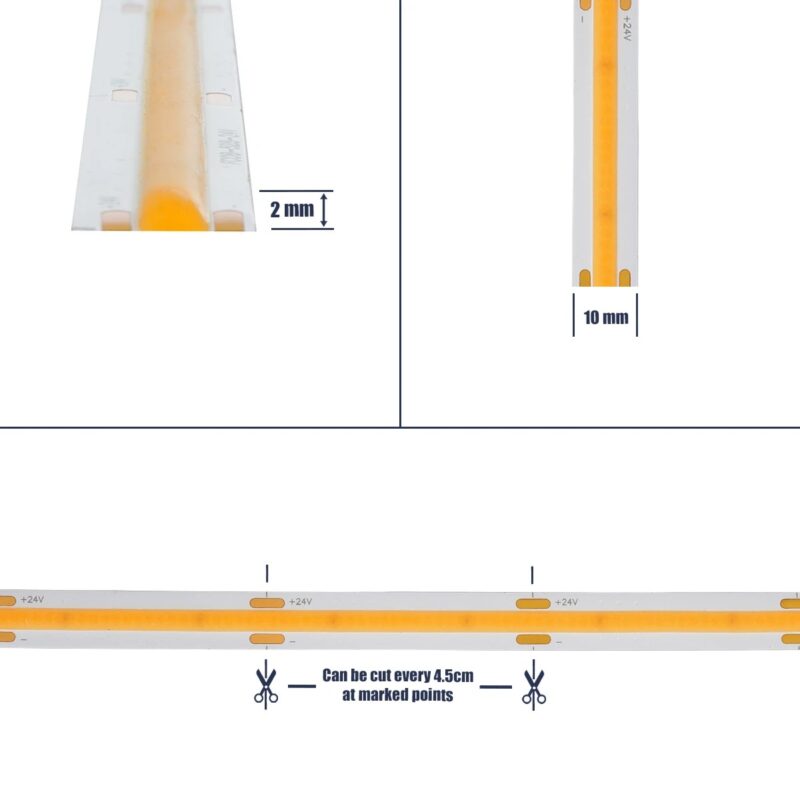 GLOBOSTAR® BEE 70352 Ταινία LED 10W/m 900lm/m 120° DC 24V IP20 528 x COB Chip/m Θερμό Λευκό 2700K Dimmable – Sanan COB Chip – Μ500 x Π1 x Υ0.2cm – Ρολό 5 Μέτρων – 5 Χρόνια Εγγύηση