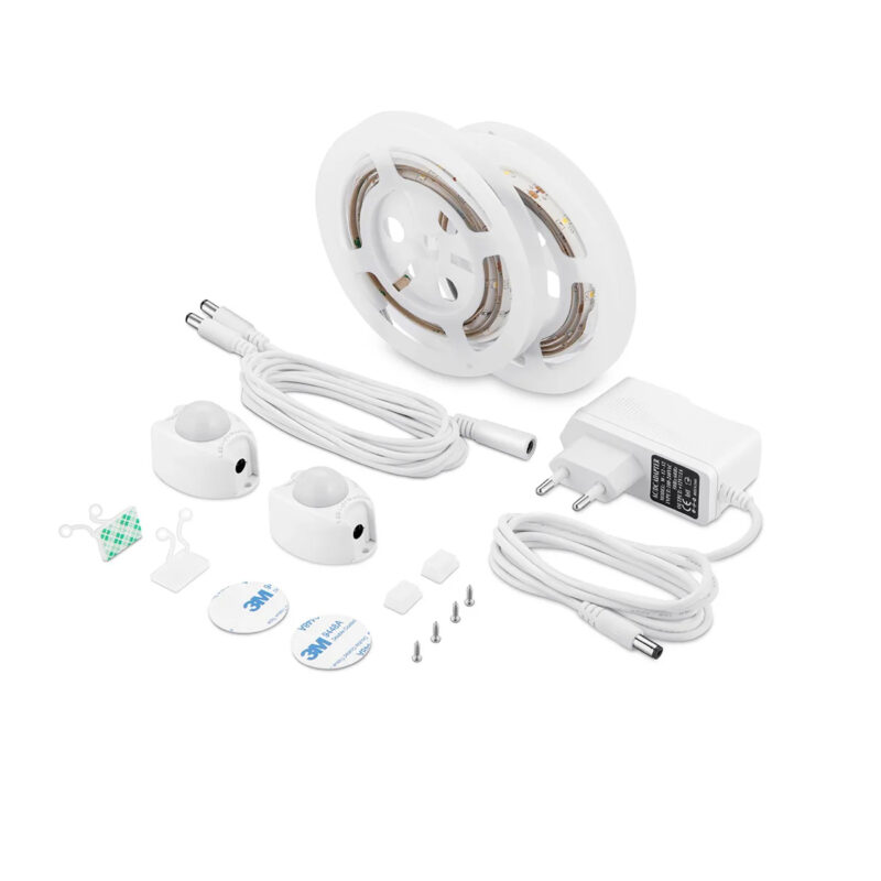 GLOBOSTAR® NIGHTSTEP 70401 Σετ Ταινίας με με Αισθητήρα Κίνησης-Ημέρας-Νύχτας & Τροφοδοτικό LED 6W 600lm 120° AC 220-240V Αδιάβροχο IP65 72 x SMD2835 Φυσικό Λευκό 4500K – Sanan SMD Chip – Μ240 x Π0.8 x Υ0.2cm – Δύο Ρολά 1.2 Μέτρων – 2 Χρόνια Εγγύηση