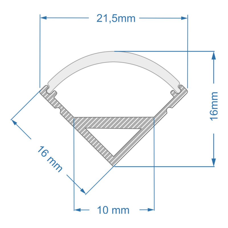 GLOBOSTAR® ALP-CORNER LINEO 70815-3M Επιφανειακό Γωνιακό Προφίλ Αλουμινίου με Λευκό Γαλακτερό Πατητό Κάλυμμα για Ταινίες LED IP20 – Ασημί & Λευκό – Μ300 x Π1.6 x Υ1.6cm – Πακέτο 5 Τεμαχίων