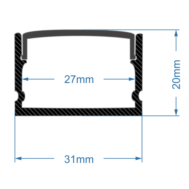 GLOBOSTAR® ALP-LINEAR VEXTA 70825-3M Επιφανειακό Προφίλ Αλουμινίου με Λευκό Γαλακτερό Πατητό Κάλυμμα για Ταινίες LED IP20 – Μαύρο & Λευκό – Μ300 x Π3 x Υ2cm – Πακέτο 5 Τεμαχίων