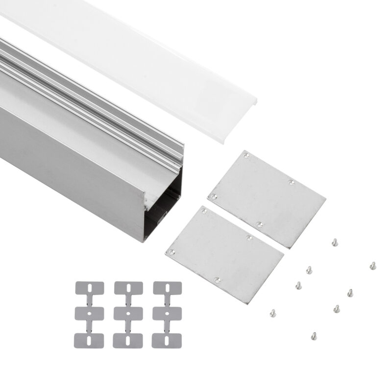 GloboStar® SURFACEPENDANT-PROFILE 70826-3M Προφίλ Αλουμινίου – Βάση & Ψύκτρα Ταινίας LED με Λευκό Γαλακτερό Κάλυμμα – Επιφανειακή & Κρεμαστή Χρήση – Πατητό Κάλυμμα – Ασημί – 3 Μέτρα – Μ300 x Π5 x Υ7cm