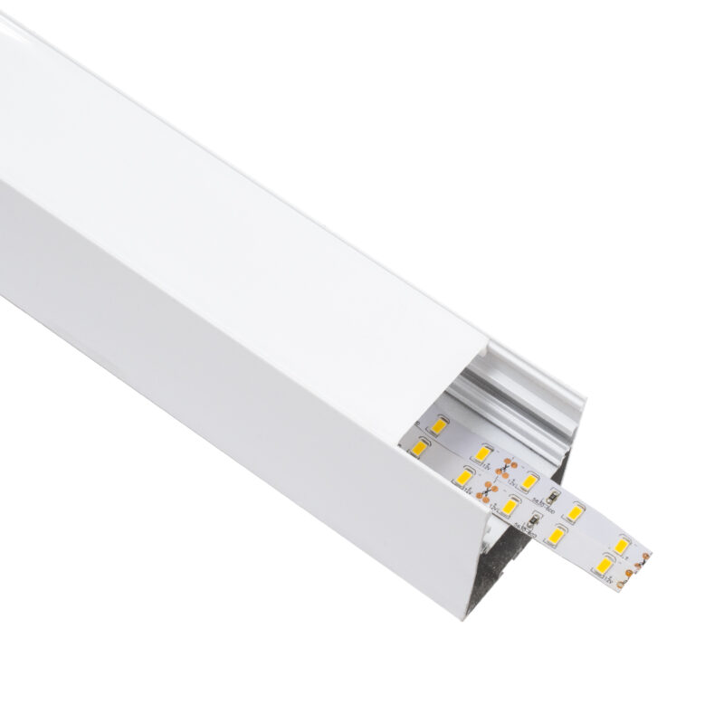 GloboStar® SURFACEPENDANT-PROFILE 70827-3M Προφίλ Αλουμινίου – Βάση & Ψύκτρα Ταινίας LED με Λευκό Γαλακτερό Κάλυμμα – Επιφανειακή & Κρεμαστή Χρήση – Πατητό Κάλυμμα – Λευκό – 3 Μέτρα – Μ300 x Π5 x Υ7cm