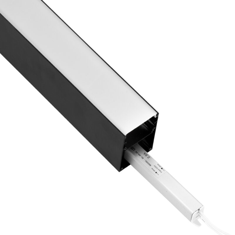 GLOBOSTAR® ALP-LINEAR VERTEX 70828-3M Επιφανειακό Προφίλ Αλουμινίου με Λευκό Γαλακτερό Πατητό Κάλυμμα για Ταινίες LED IP20 – Μαύρο & Λευκό – Μ300 x Π5 x Υ7cm