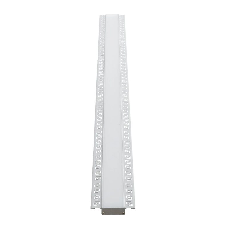 GLOBOSTAR® ALP-PLASTERIN GYPSO 70861-1M Χωνευτό Προφίλ Αλουμινίου Ειδικό για Γυψοσανίδα με Λευκό Γαλακτερό Πατητό Κάλυμμα για Ταινίες LED IP20 – Ασημί & Λευκό – Μ100 x Π7.8 x Υ1.4cm