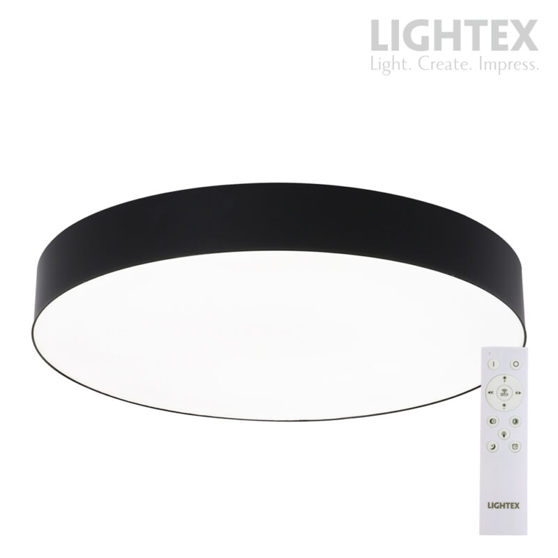 OLAF LED Φωτιστικό Οροφής 72W 6100 lm 3000K–6500K Dimmable με Τηλεχειριστήριο Μαύρο – Lightex 725RL0003034