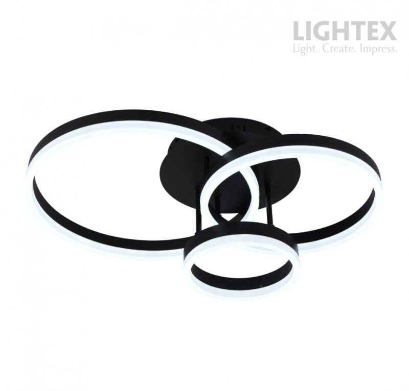 CATERINA LED Φωτιστικό Οροφής 60W 3220 lm 3000K–6500K με Τηλεχειριστήριο Μαύρο – Lightex 727RL0000136
