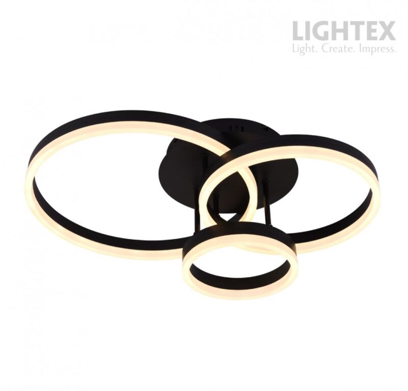CATERINA LED Φωτιστικό Οροφής 60W 3220 lm 3000K–6500K με Τηλεχειριστήριο Μαύρο – Lightex 727RL0000136