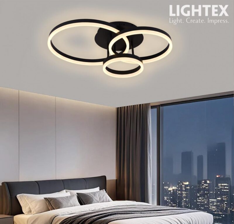 CATERINA LED Φωτιστικό Οροφής 60W 3220 lm 3000K–6500K με Τηλεχειριστήριο Μαύρο – Lightex 727RL0000136