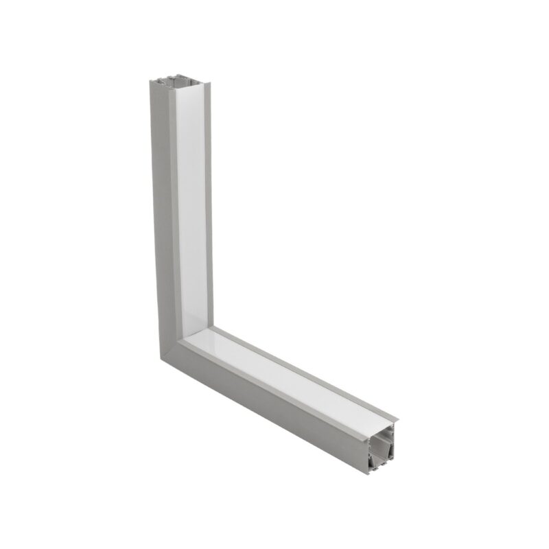GLOBOSTAR® ALP-CORNER-IN90 RECESSA 61793 Χωνευτό Προφίλ Αλουμινίου Γωνία με Λευκό Γαλακτερό Πατητό Κάλυμμα για Ταινίες LED IP20 – Γκρι Ανθρακί Ματ – Μ30 x Π3.5 x Υ4cm