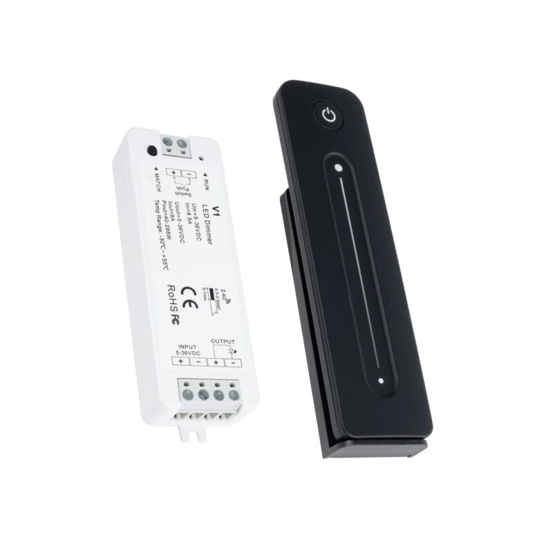GLOBOSTAR® SKYDANCE-V1+R11 73119 DC RF 2.4Ghz Push Dimmer με RF Ασύρματο Χειριστήριο Αφής με 1 x 8A 288W Κανάλι DC 5-36V 8A 288W Max IP20 – RF 2.4Ghz & Push Dimming – Μ12.2 x Π5.3 x Υ1.7cm – 5 Χρόνια Εγγύηση