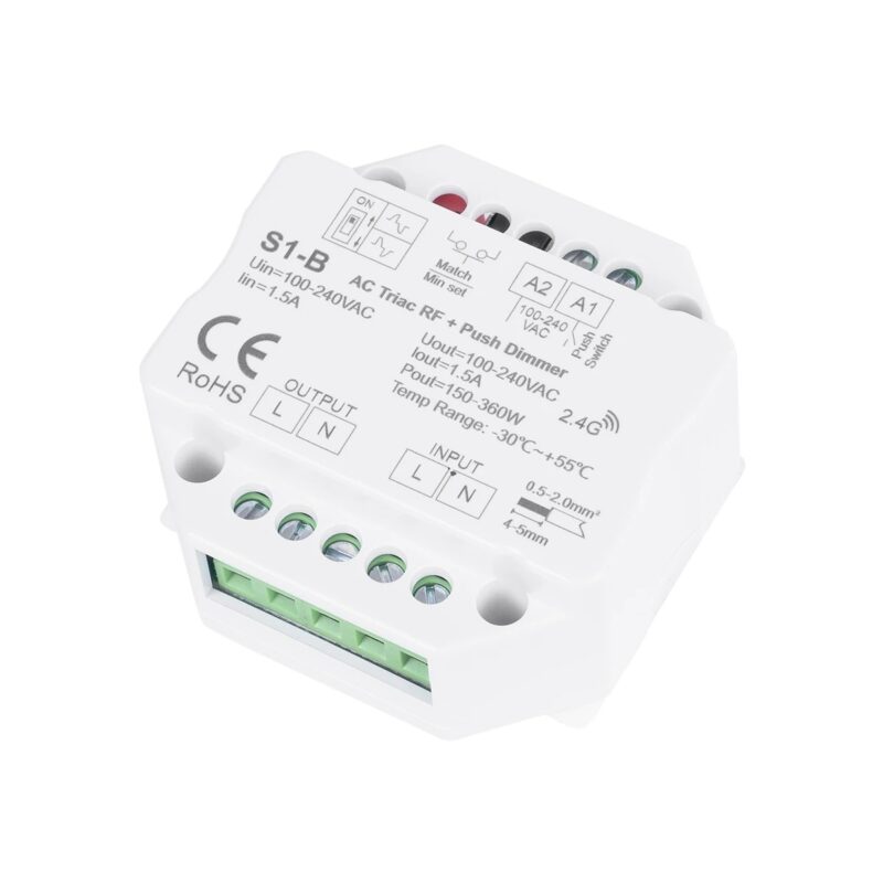 GloboStar® 73124 S1-B+R11 SKYDANCE ΣΕΤ Dimmer & Ασύρματο Χειριστήριο Αφής 1 Group RF 2.4Ghz 1.5A Max AC100-240V (360W) – DC 3V IP20 – 5 Χρόνια Εγγύηση