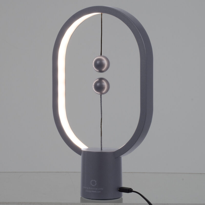 GloboStar® 76545 Επιτραπέζιο Φωτιστικό Πορτατίφ LED 15W 1500lm 360° DC 5V IP20 Θερμό Λευκό 2700K Γκρι & Λευκό Πλαστικό – Μ14 x Π5.5 x Υ24.8cm – 2 Xρόνια Εγγύηση