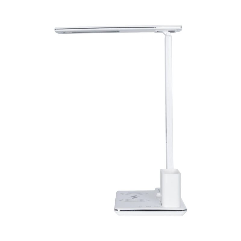 GLOBOSTAR® ZENTIME 76554 Μοντέρνο Επιτραπέζιο Φωτιστικό Γραφείου με Ασύρματη Φόρτιση 15W 3A & Ψηφιακό Ρολόι LED 3.5W 350lm 120° DC 5V με USB-C IP20 Ρυθμιζόμενο Λευκό CCT με Αφή 2700K/4500K/6000K Dimmable – Sanan SMD Chip – Μαύρο – Μ19.5 x Π14.5 x Υ38.8cm – 2 Χρόνια Εγγύηση