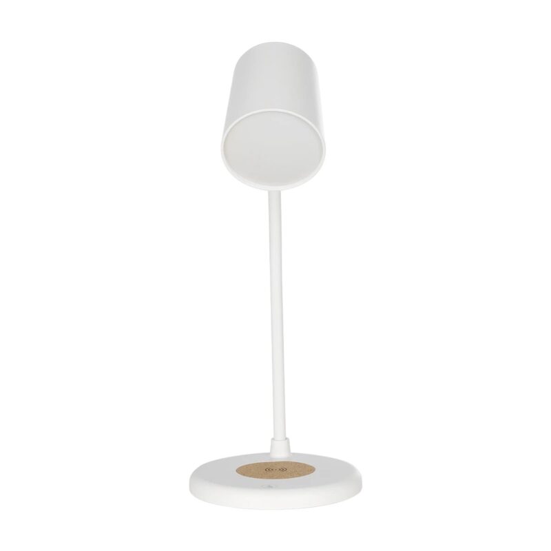 GLOBOSTAR® LUCORA 76555 Μοντέρνο Επιτραπέζιο Φωτιστικό Γραφείου με Ασύρματη Φόρτιση 10W 2A & 4W Bluetooth Ηχείο LED 3W 300lm 120° DC 5V με USB-C IP20 Ρυθμιζόμενο Λευκό CCT με Αφή 2700K/4500K/6000K Dimmable – Sanan SMD Chip – Λευκό – Μ12 x Π12 x Υ32cm – 2 Χρόνια Εγγύηση