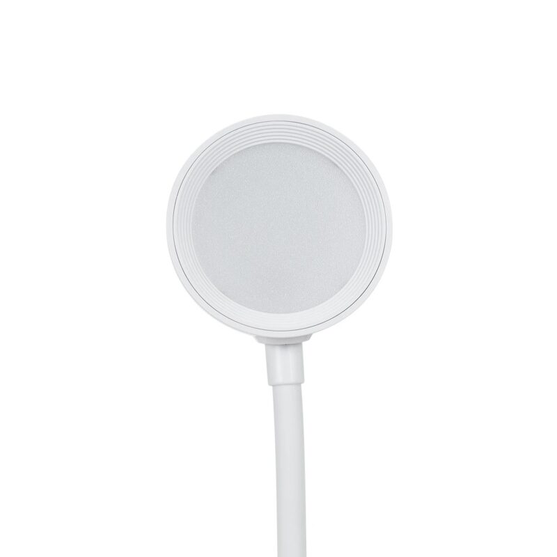 GLOBOSTAR® OLDY 76557 Μοντέρνο Επιτραπέζιο Φωτιστικό Γραφείου με Ασύρματη Φόρτιση 15W 3A, 5W Bluetooth Ηχείο & Ψηφιακό Ρολόι LED 3W 300lm 120° DC 5V με USB-C IP20 Ρυθμιζόμενο Λευκό CCT με Αφή 2700K/4500K/6000K Dimmable – Sanan SMD Chip – Λευκό – Μ13 x Π25 x Υ43cm – 2 Χρόνια Εγγύηση