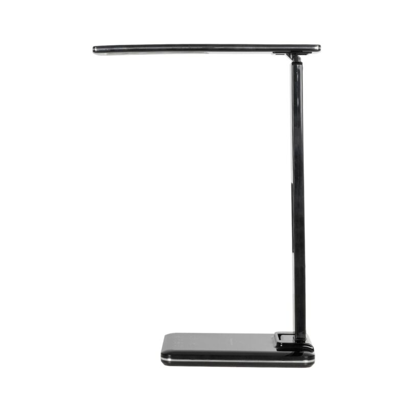 GLOBOSTAR® ZENTIME 76564 Μοντέρνο Επιτραπέζιο Φωτιστικό Γραφείου με Ασύρματη Φόρτιση 10W 2A & Ψηφιακό Ρολόι LED 3.5W 350lm 120° DC 5V με USB-C IP20 Ρυθμιζόμενο Λευκό CCT με Αφή 2700K/4500K/6000K Dimmable – Sanan SMD Chip – Μαύρο – Μ18 x Π12 x Υ40cm – 2 Χρόνια Εγγύηση