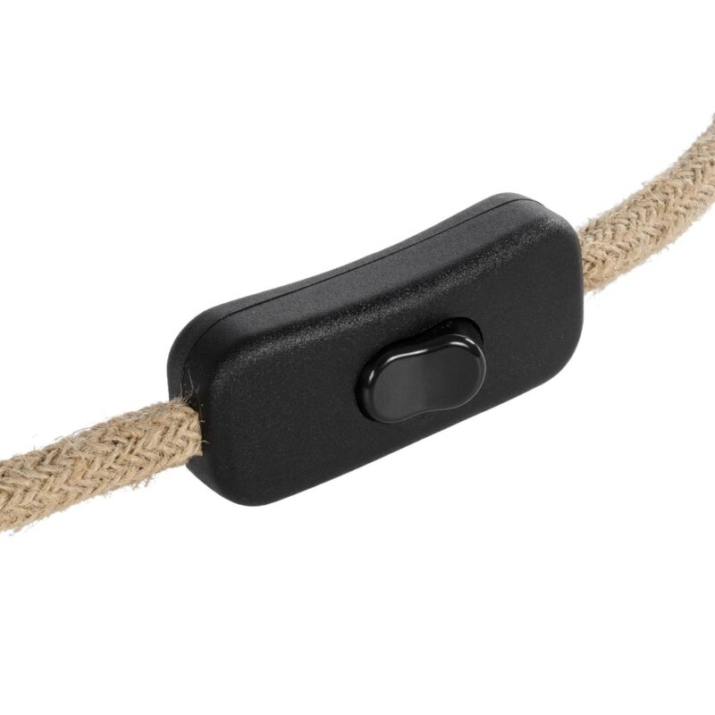 GLOBOSTAR® WHIP 77660 Μοντέρνο DIY Φωτιστικό με Υφασμάτινο Καλώδιο, Ντουί 1 x E27, Διακόπτη On/Off & Πρίζα AC 220-240V IP20 – Μπεζ & Μαύρο – Μ150 x Π5.8 x Υ5.8cm