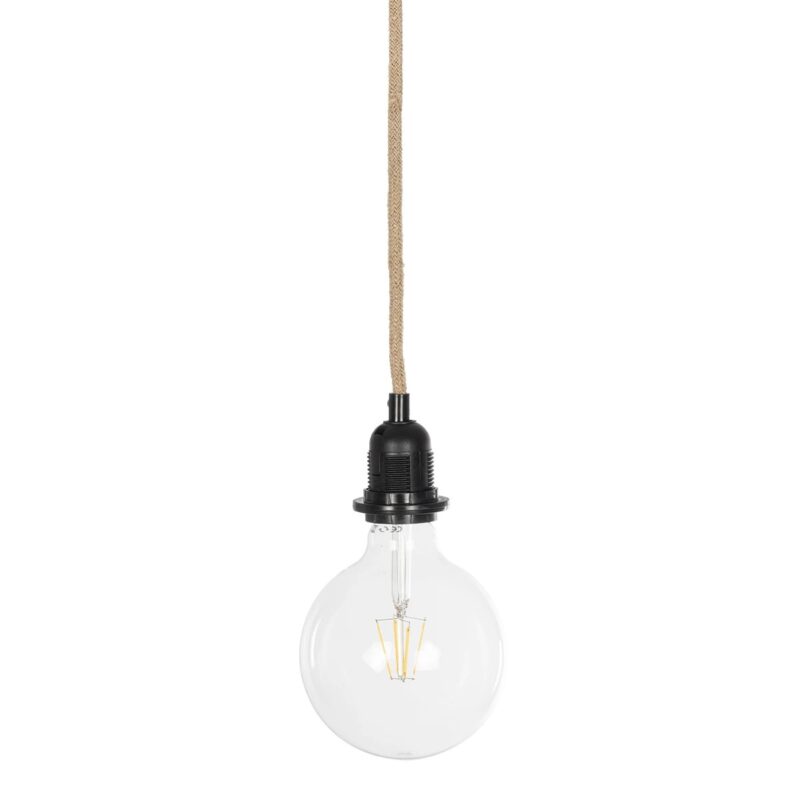 GLOBOSTAR® WHIP 77660 Μοντέρνο DIY Φωτιστικό με Υφασμάτινο Καλώδιο, Ντουί 1 x E27, Διακόπτη On/Off & Πρίζα AC 220-240V IP20 – Μπεζ & Μαύρο – Μ150 x Π5.8 x Υ5.8cm