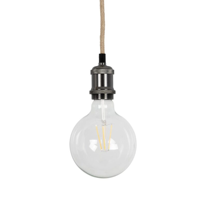 GLOBOSTAR® WHIP 77663 Μοντέρνο DIY Φωτιστικό με Υφασμάτινο Καλώδιο, Ντουί 1 x E27, Διακόπτη On/Off & Πρίζα AC 220-240V IP20 – Μπεζ & Μαύρο Νίκελ – Μ150 x Π4 x Υ4cm
