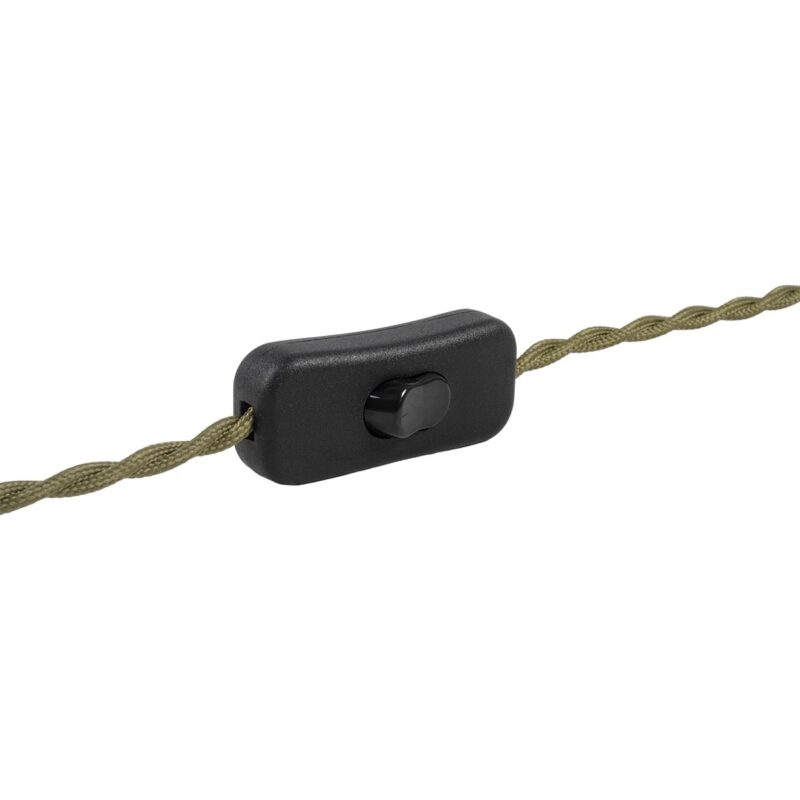 GLOBOSTAR® WHIP 77667 Μοντέρνο DIY Φωτιστικό με Πλεκτό Καλώδιο, Ντουί 1 x E27, Διακόπτη On/Off & Πρίζα AC 220-240V IP20 – Χακί & Μαύρο – Μ150 x Π5.8 x Υ5.8cm