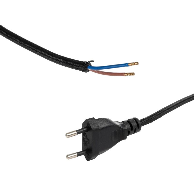 GLOBOSTAR® WHIP 77669 Μοντέρνο DIY Υφασμάτινο Καλώδιο με Διακόπτη On/Off AC 220-240V IP20 – Μαύρο – Μ140 x Π2.7 x Υ1.9cm