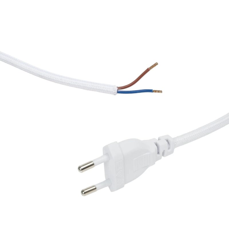 GLOBOSTAR® WHIP 77671 Μοντέρνο DIY Υφασμάτινο Καλώδιο με Διακόπτη On/Off AC 220-240V IP20 – Λευκό – Μ140 x Π2.7 x Υ1.9cm