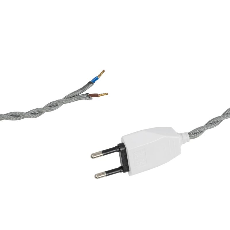 GLOBOSTAR® WHIP 77674 Μοντέρνο DIY Πλεκτό Καλώδιο με Διακόπτη On/Off AC 220-240V IP20 – Γκρι & Λευκό – Μ140 x Π2.7 x Υ1.9cm