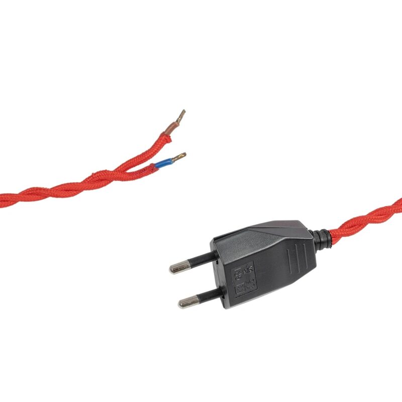 GLOBOSTAR® WHIP 77675 Μοντέρνο DIY Πλεκτό Καλώδιο με Διακόπτη On/Off AC 220-240V IP20 – Κόκκινο & Μαύρο – Μ140 x Π2.7 x Υ1.9cm