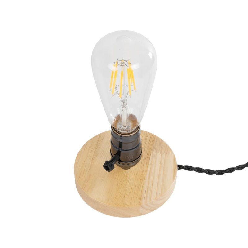 GLOBOSTAR® NOX 77700 Μοντέρνο Επιτραπέζιο Φωτιστικό Πορτατίφ με Ντουί 1 x E27 AC 220-240V IP20 – Μπεζ & Μαύρο – Μ12 x Π12 x Υ9cm