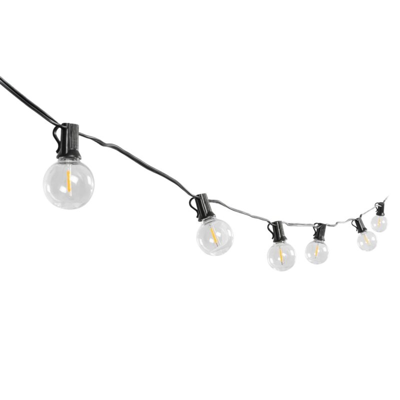 GLOBOSTAR® TWILIGHT 79668 Μοντέρνο Φωτιστικό Κήπου Γιρλάντα 10.5m με 30 Λάμπες & IR Ασύρματο Χειριστήριο LED 18W 1620lm 360° DC 3.7V με Ενσωματωμένο Φωτοβολταϊκό Panel 5.5V 3W & Επαναφορτιζόμενη Μπαταρία Li-ion 3.6V 2×18650 4400mAh Αδιάβροχο IP65 Θερμό Λευκό 2700Κ Dimmable – Sanan SMD Chip – Μαύρο & Διάφανο – Μ1050 x Π4 x Υ7cm – 2 Χρόνια Εγγύηση