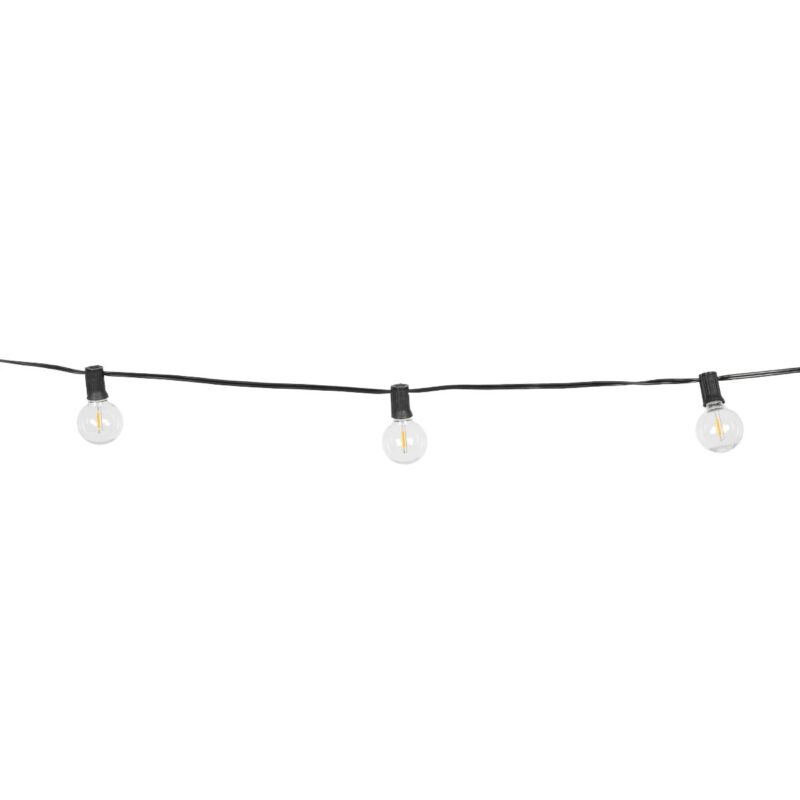 GLOBOSTAR® TWILIGHT 79669 Μοντέρνο Φωτιστικό Κήπου Γιρλάντα 14.5m με 50 Λάμπες LED 30W 2700lm 360° DC 3.6V με Ενσωματωμένο Φωτοβολταϊκό Panel 5.5V 5W & Επαναφορτιζόμενη Μπαταρία Li-ion 3.7V 3×18650 6600mAh Αδιάβροχο IP65 Θερμό Λευκό 2700Κ Dimmable – Sanan SMD Chip – Μαύρο & Διάφανο – Μ1450 x Π4 x Υ7cm – 2 Χρόνια Εγγύηση