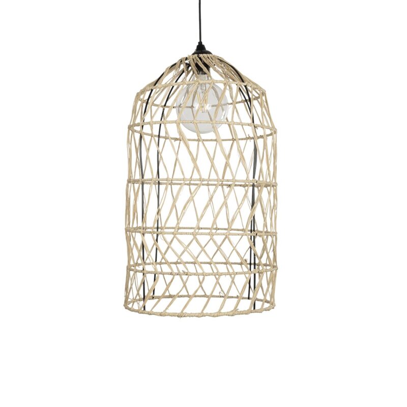 GLOBOSTAR® NETI 205-0025 Boho Κρεμαστό Φωτιστικό Οροφής με Ντουί 1 x E27 AC 220-240V IP20 – Μπεζ – M35 x Π35 x Υ63cm